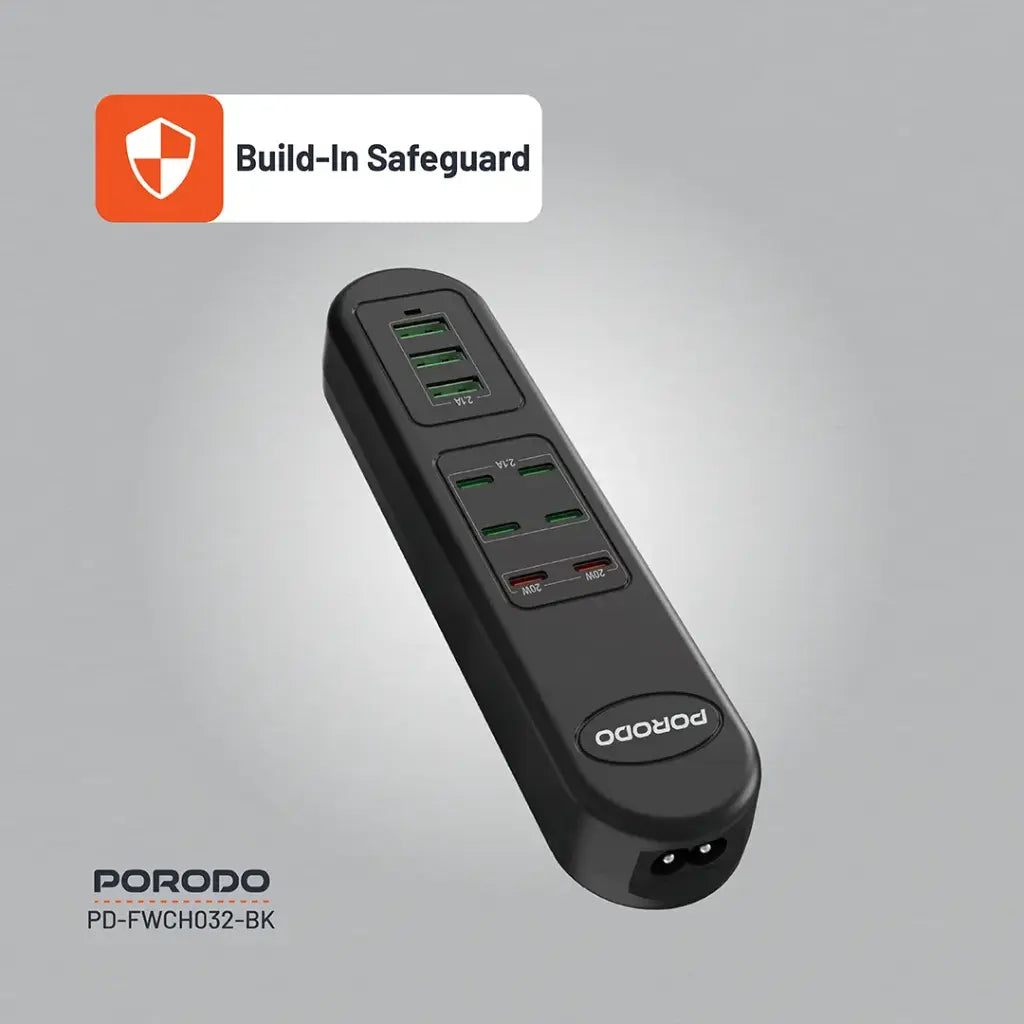 Porodo 50W Multi-Port USB Charging HUB - Black