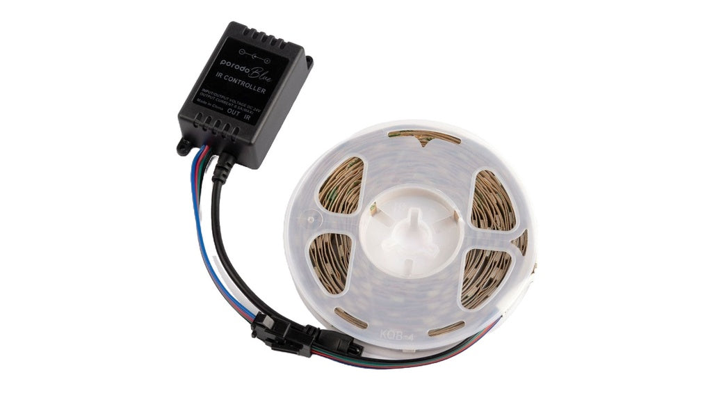 Porodo Blue 16.4 Ft Sound Reactive RGB Strip Light with 44 Key Remote