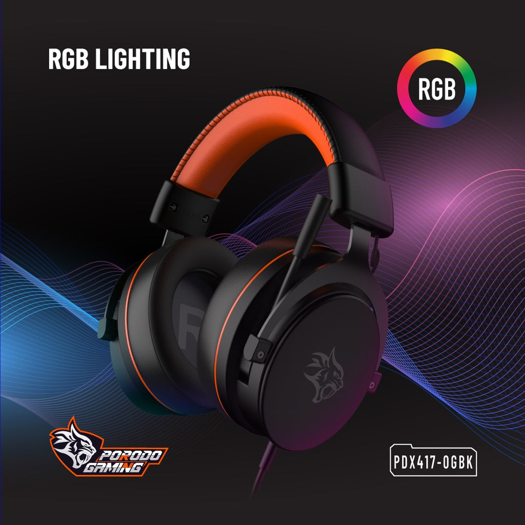 Porodo Gaming PC RGB ENC Gaming Headphones - Black