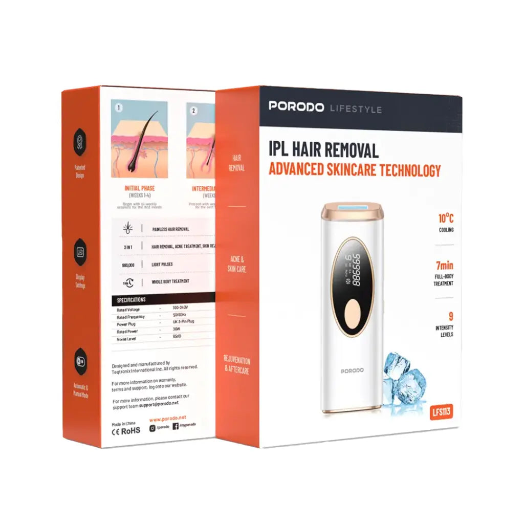 Porodo Lifestyle IPL Hair Removal Advanced Skincare Technology - White