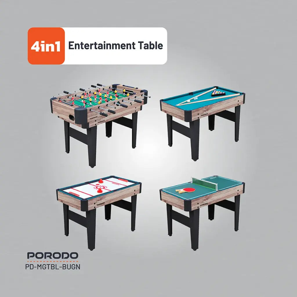 Porodo Lifestyle Multi-Game Table Foosball | Billiards | Hockey | Table Tennis - Brown