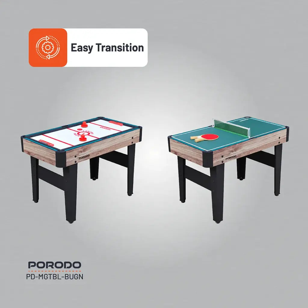 Porodo Lifestyle Multi-Game Table Foosball | Billiards | Hockey | Table Tennis - Brown