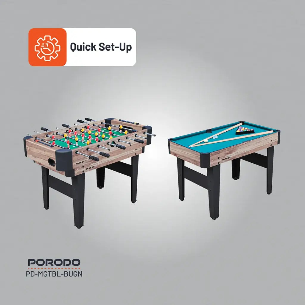 Porodo Lifestyle Multi-Game Table Foosball | Billiards | Hockey | Table Tennis - Brown