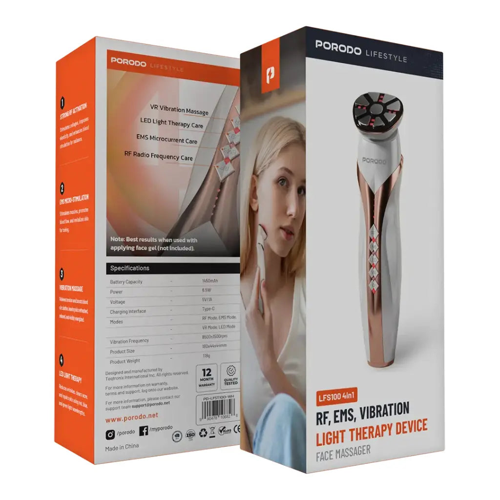 Porodo Lifestyle RF & EMS Vibration Light Therapy Device - White