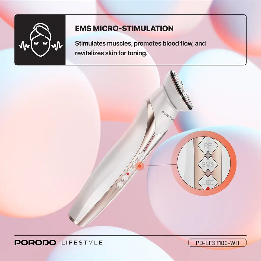 Porodo Lifestyle RF & EMS Vibration Light Therapy Device - White