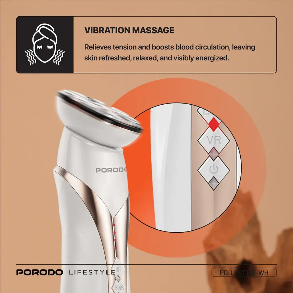 Porodo Lifestyle RF & EMS Vibration Light Therapy Device - White