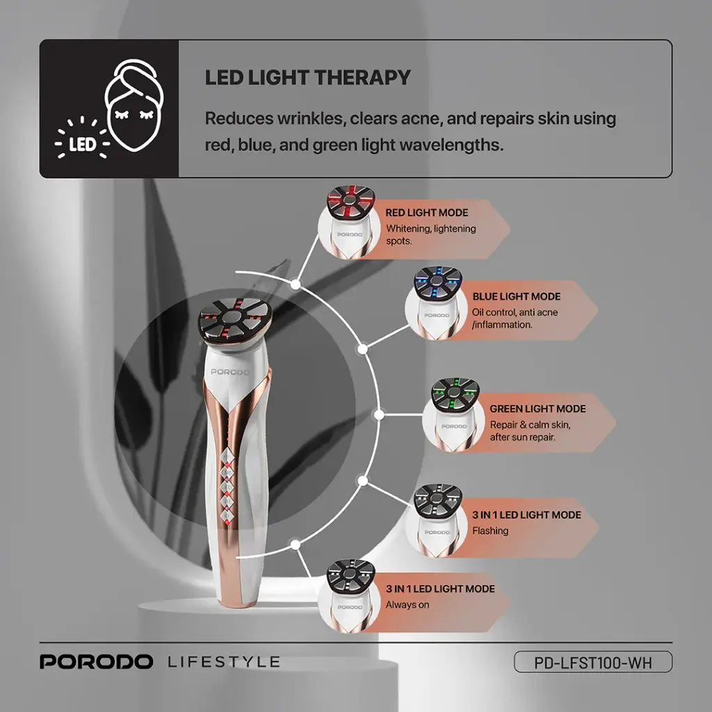 Porodo Lifestyle RF & EMS Vibration Light Therapy Device - White