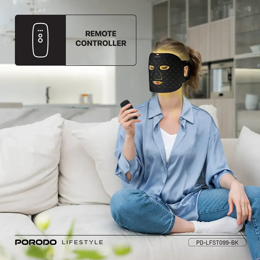 Porodo Lifestyle Red Light Therapy Face Mask - Black