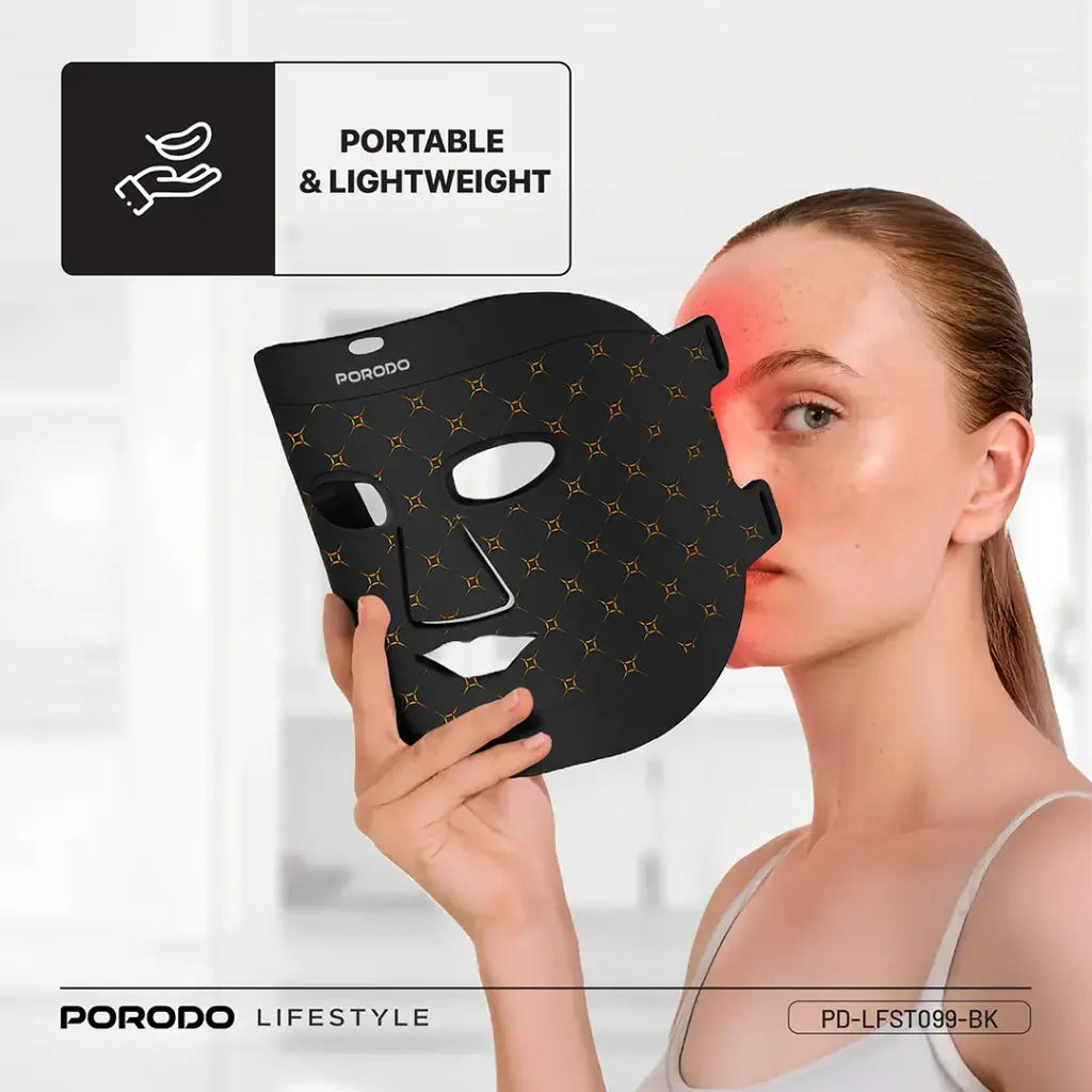 Porodo Lifestyle Red Light Therapy Face Mask - Black