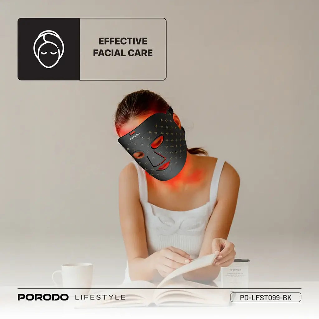 Porodo Lifestyle Red Light Therapy Face Mask - Black