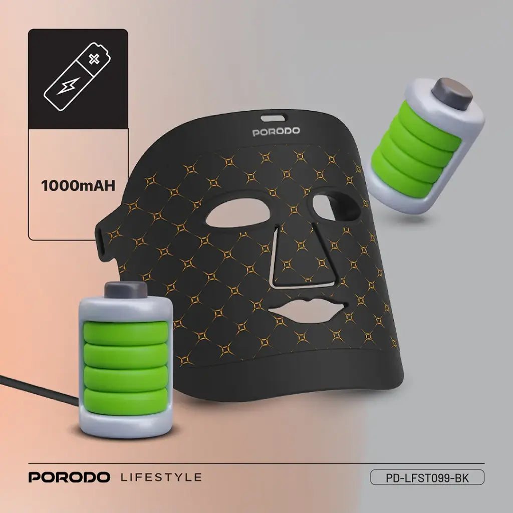 Porodo Lifestyle Red Light Therapy Face Mask - Black