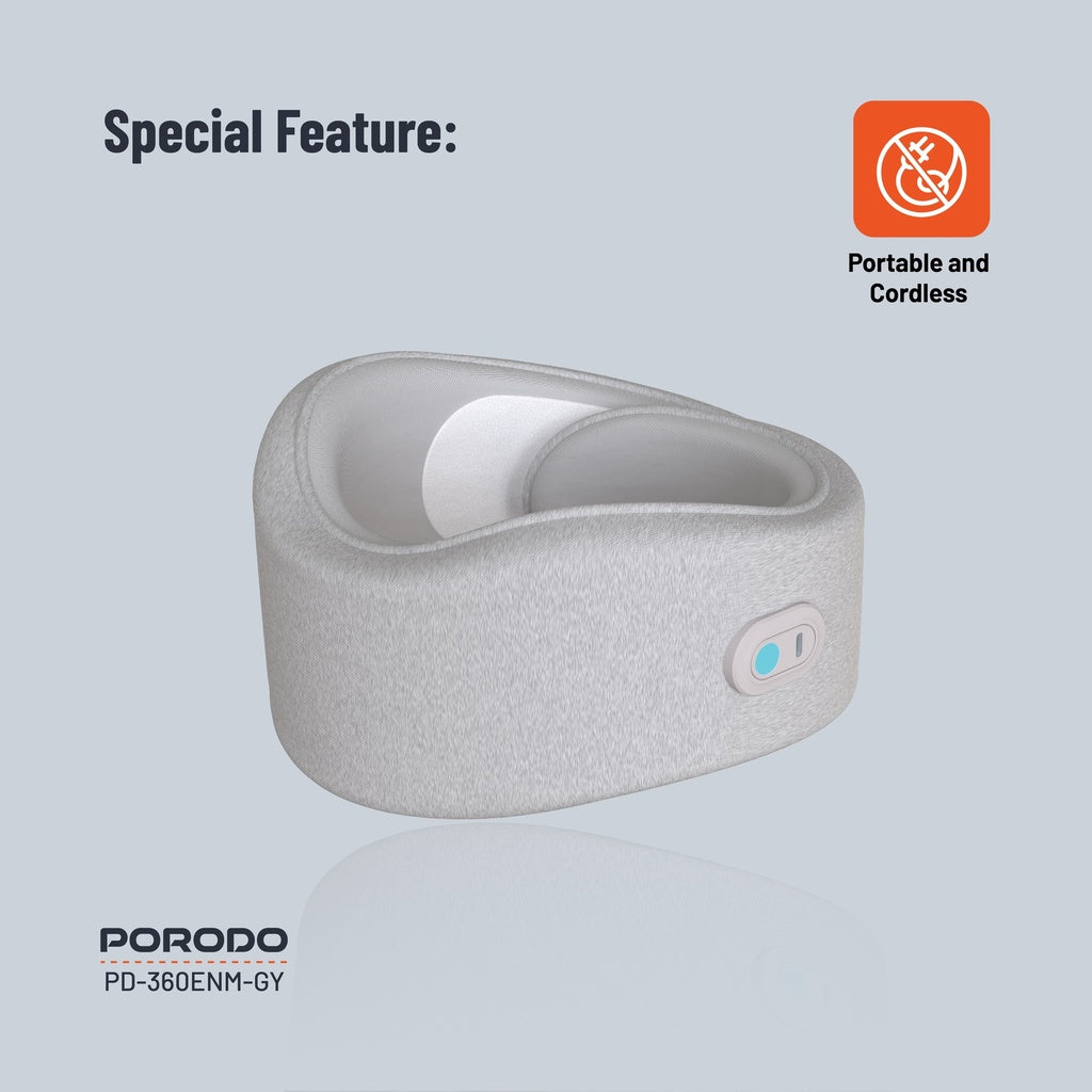 Porodo Neck Pillow Massager with Hot Compress - Gray