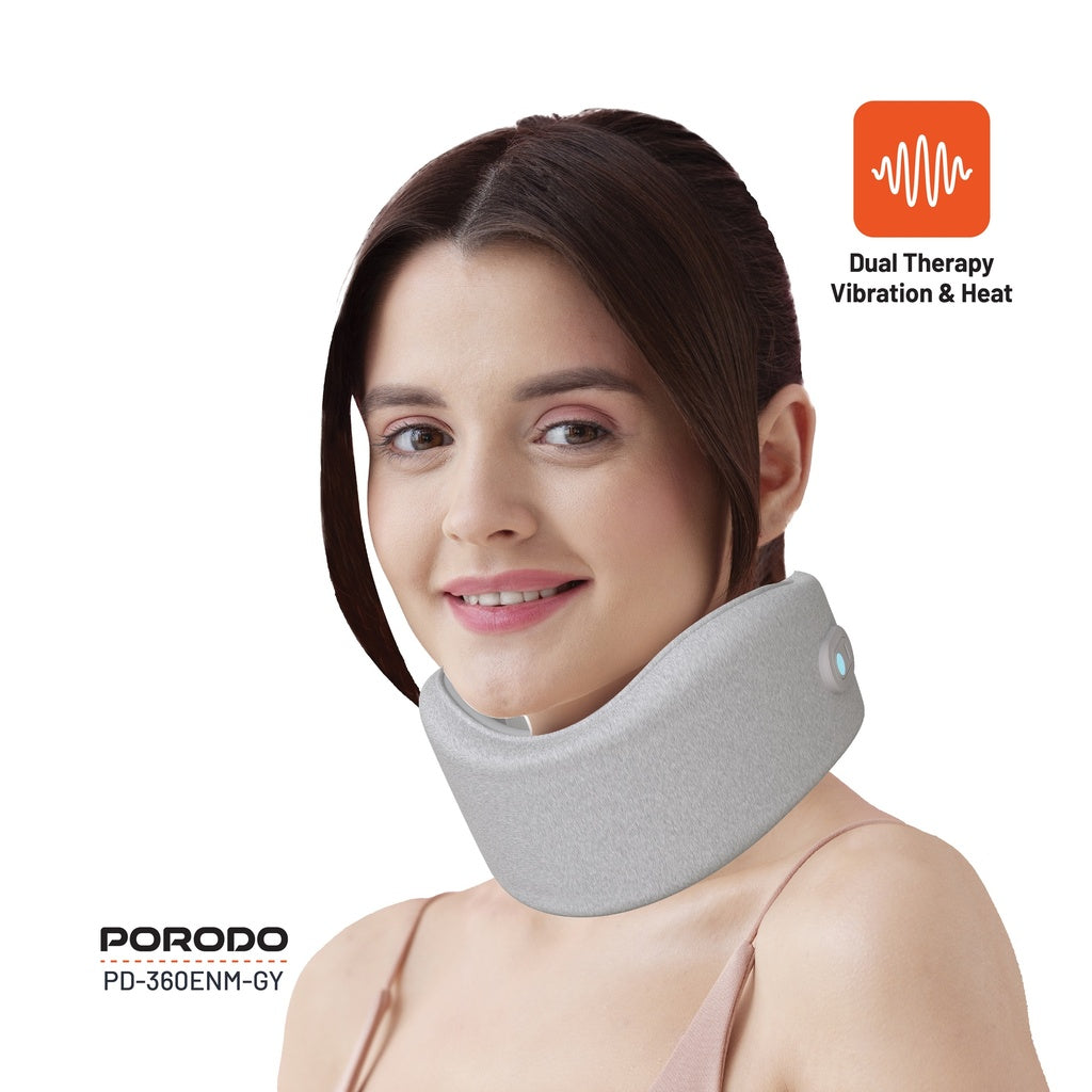 Porodo Neck Pillow Massager with Hot Compress - Gray