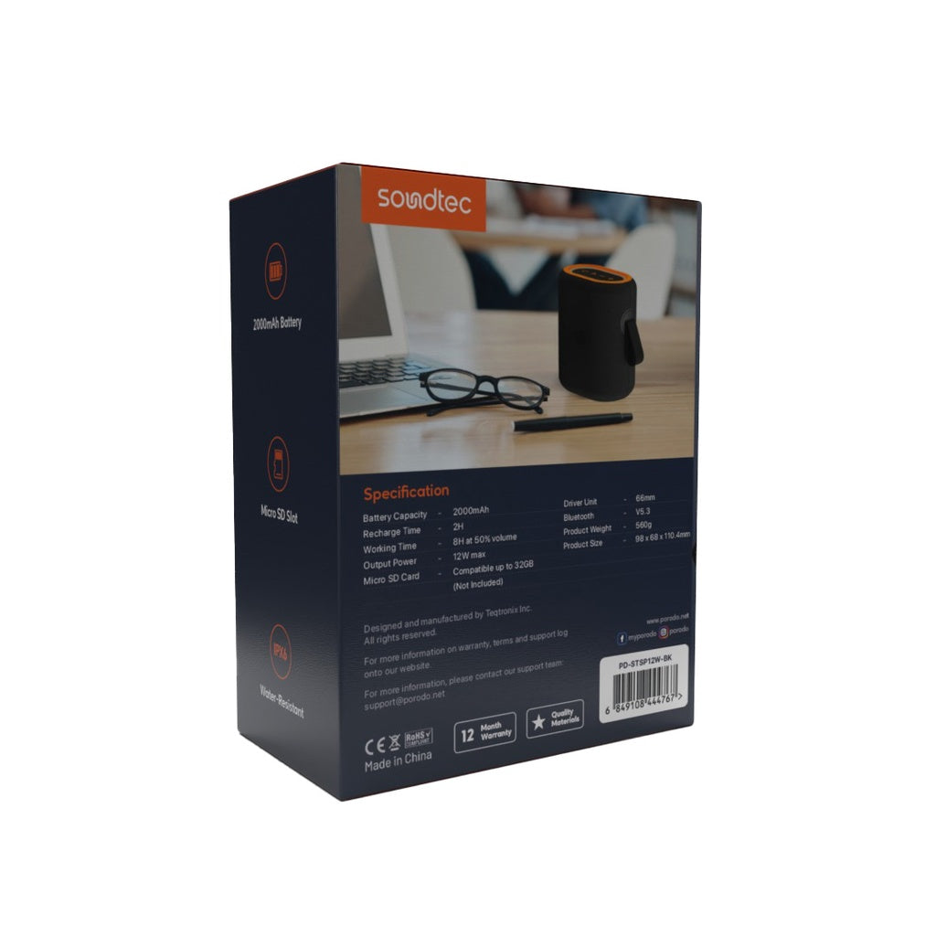 Porodo Soundtec Rave Portable Speaker - Black