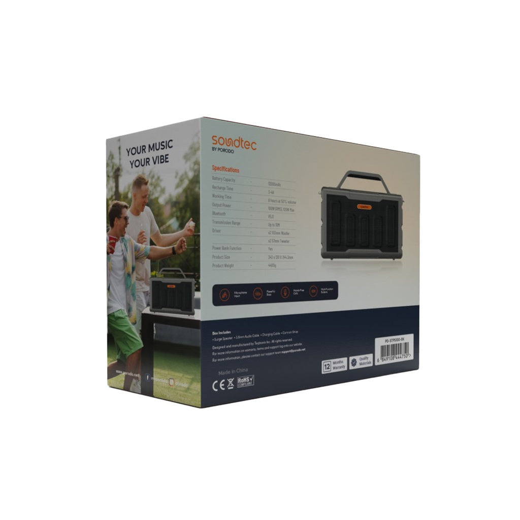 Porodo Soundtec Surge 2.2 Channel Party Speaker - Black