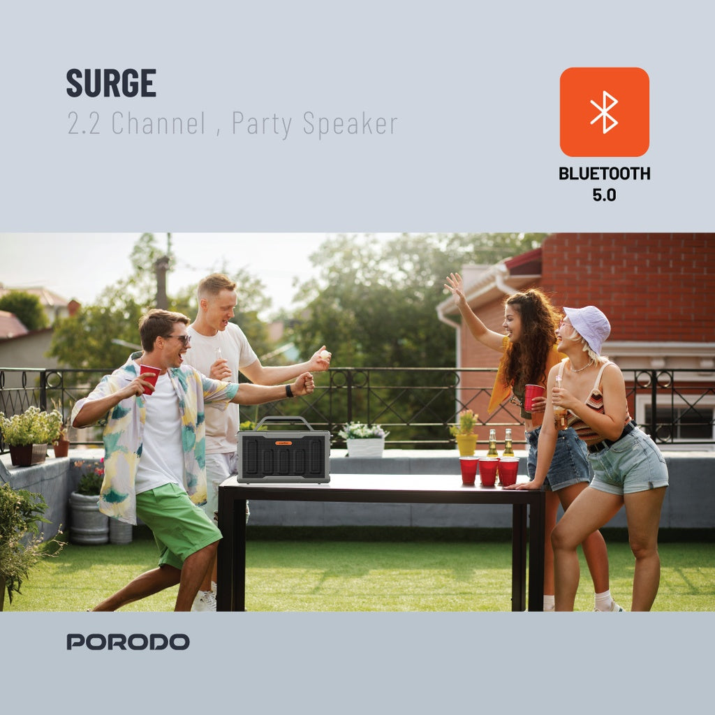 Porodo Soundtec Surge 2.2 Channel Party Speaker - Black