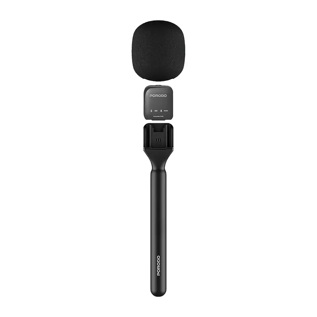 Porodo Two-Device Connect Handheld Lavalier Microphone - Black