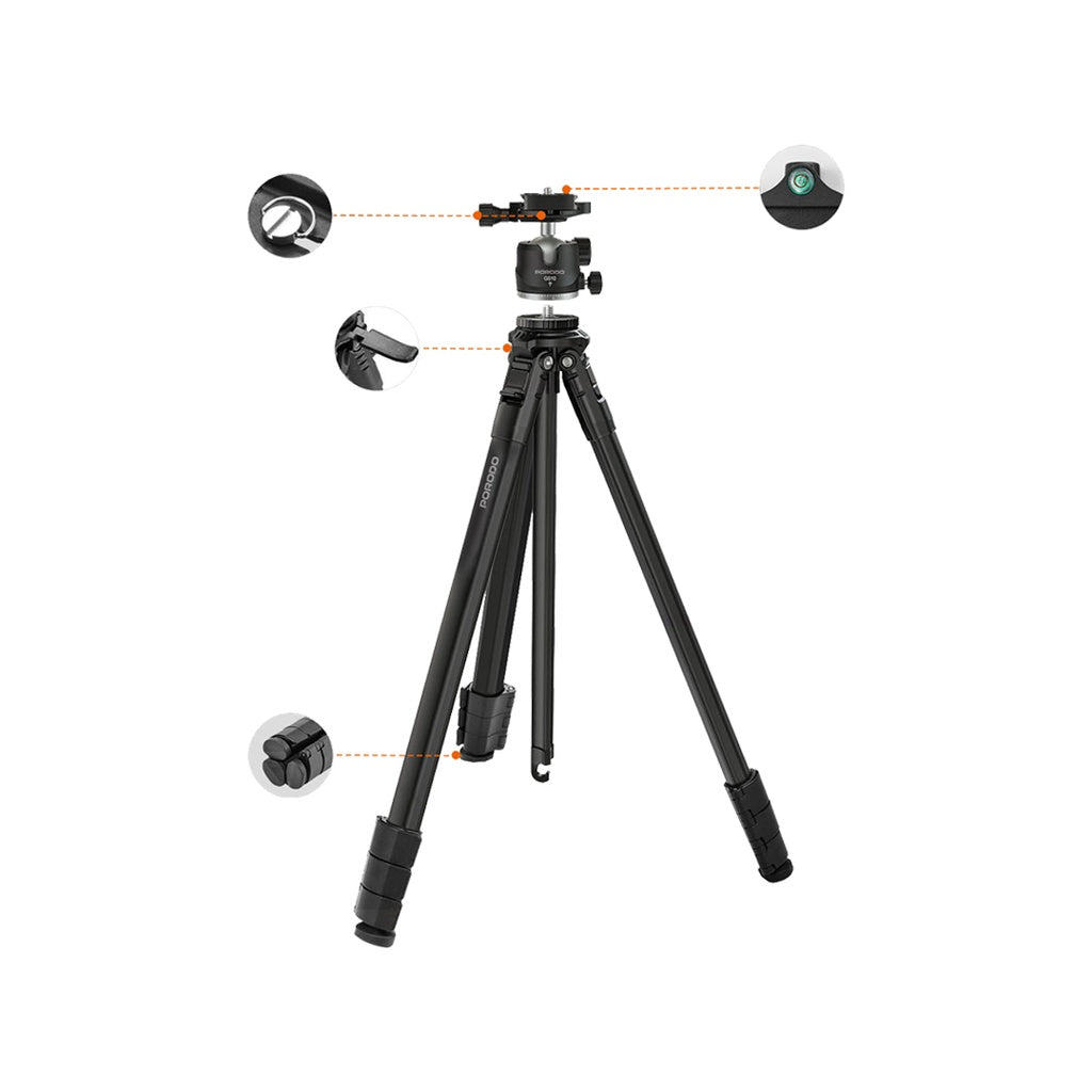 Porodo Ultra-Light Aluminum Tripod - Black