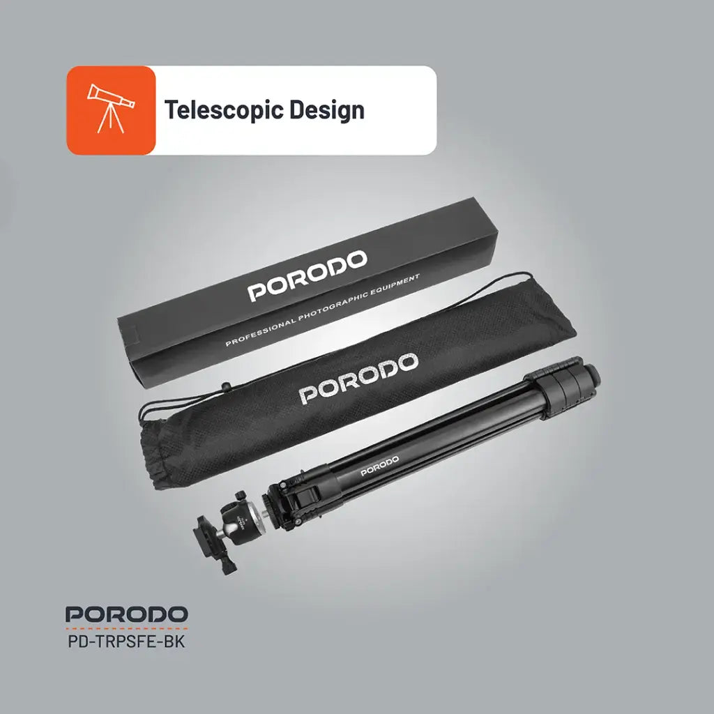 Porodo Ultra-Light Aluminum Tripod - Black