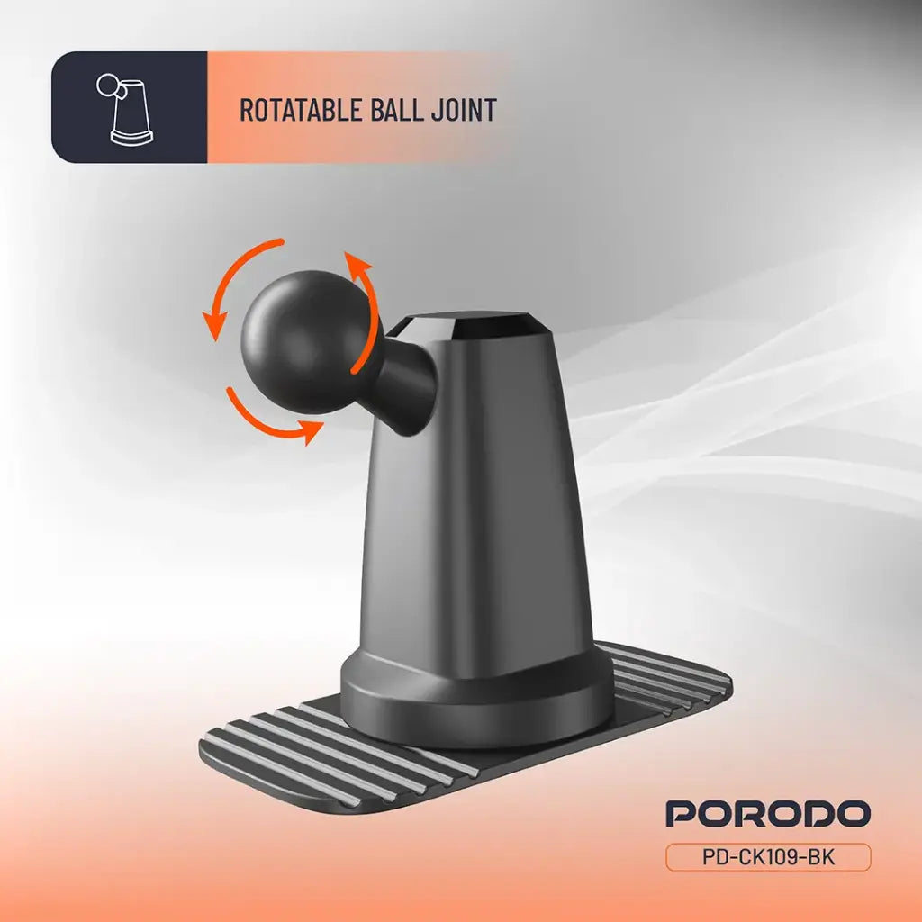 Porodo Vacuum & Adhesive Magnetic Car Mount - Black