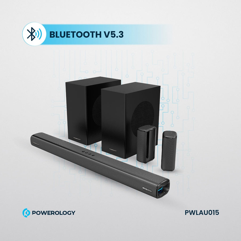 Powerology 5.2.4CH Dual Woofer Wireless Home Theater - Black