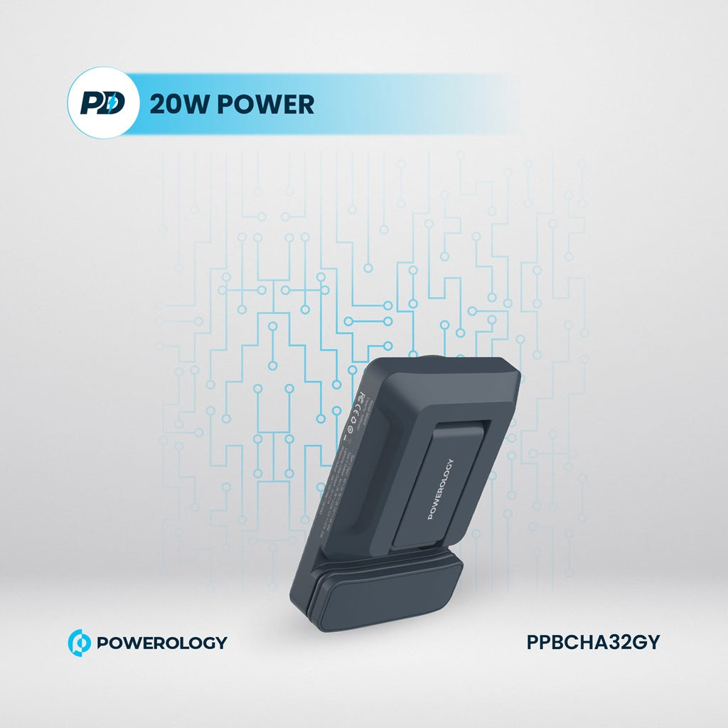 Powerology 5000mAh Power Bank With Magnetic Wireless Charger Car Mount