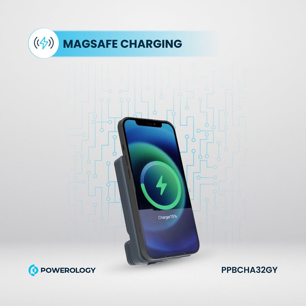 Powerology 5000mAh Power Bank With Magnetic Wireless Charger Car Mount