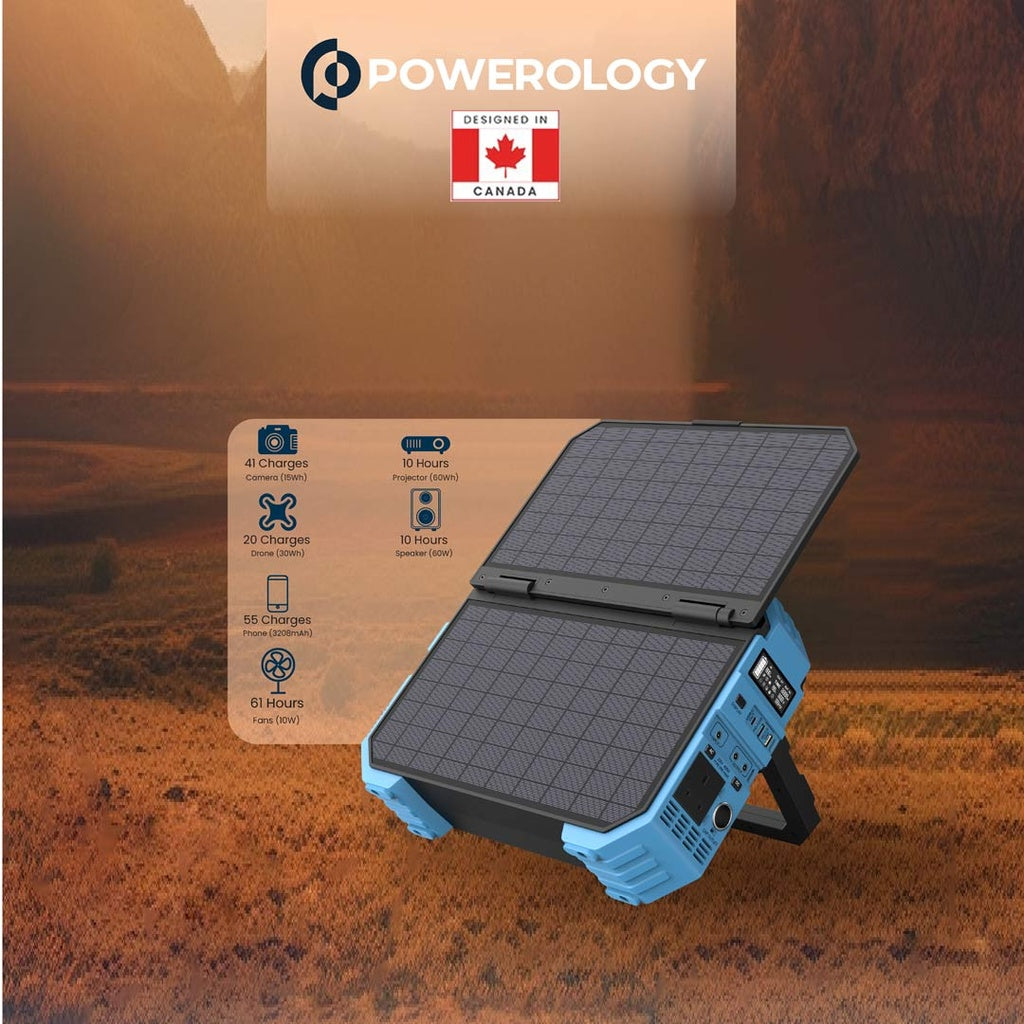 Powerology 600W Portable Power Generator Integrated Solar Panel