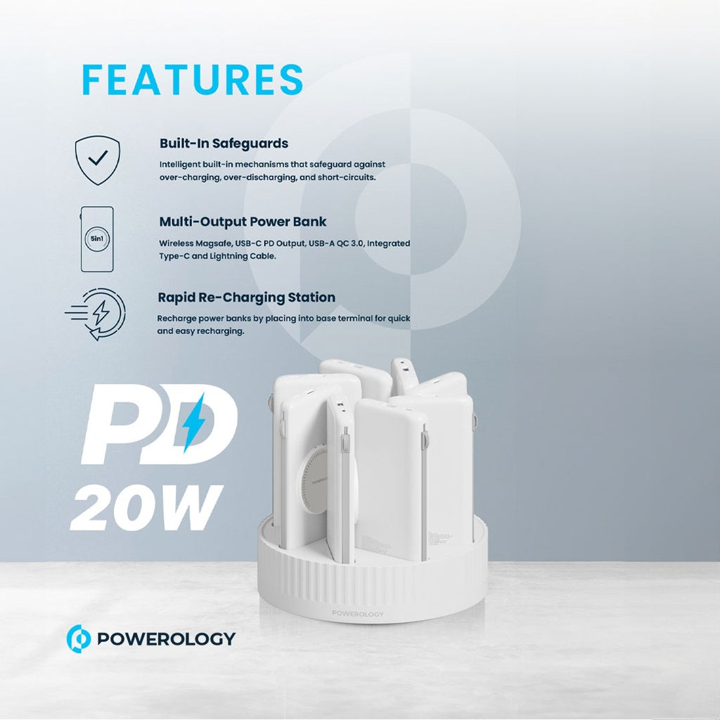 Powerology 8in1 Station 10000mAh PD 120W QC Wireless Power Bank