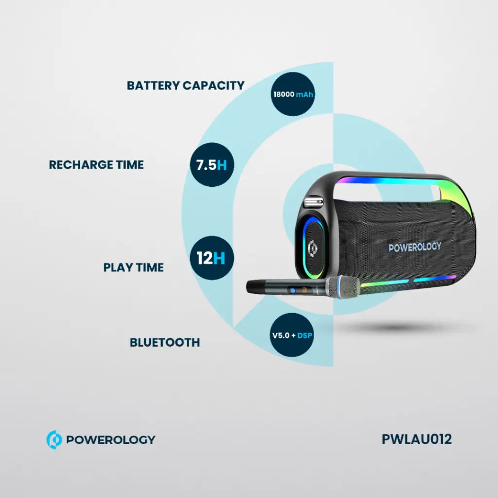 Powerology Deep Bass Party Speaker - Black