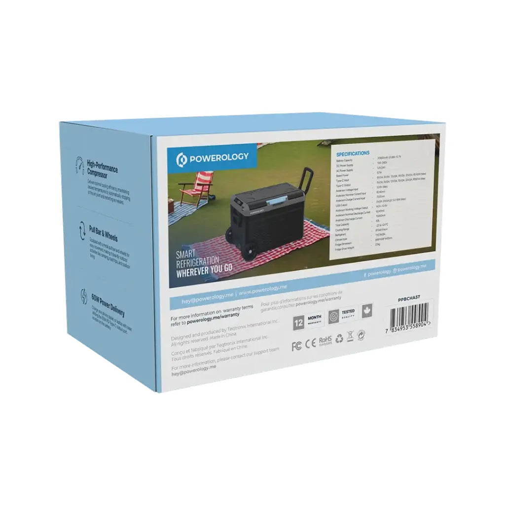 Powerology Dual Compartment Smart Fridge And Freezer 40L - Gray