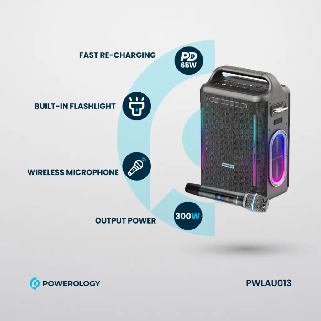 Powerology Karaoke Party Speaker - Silver