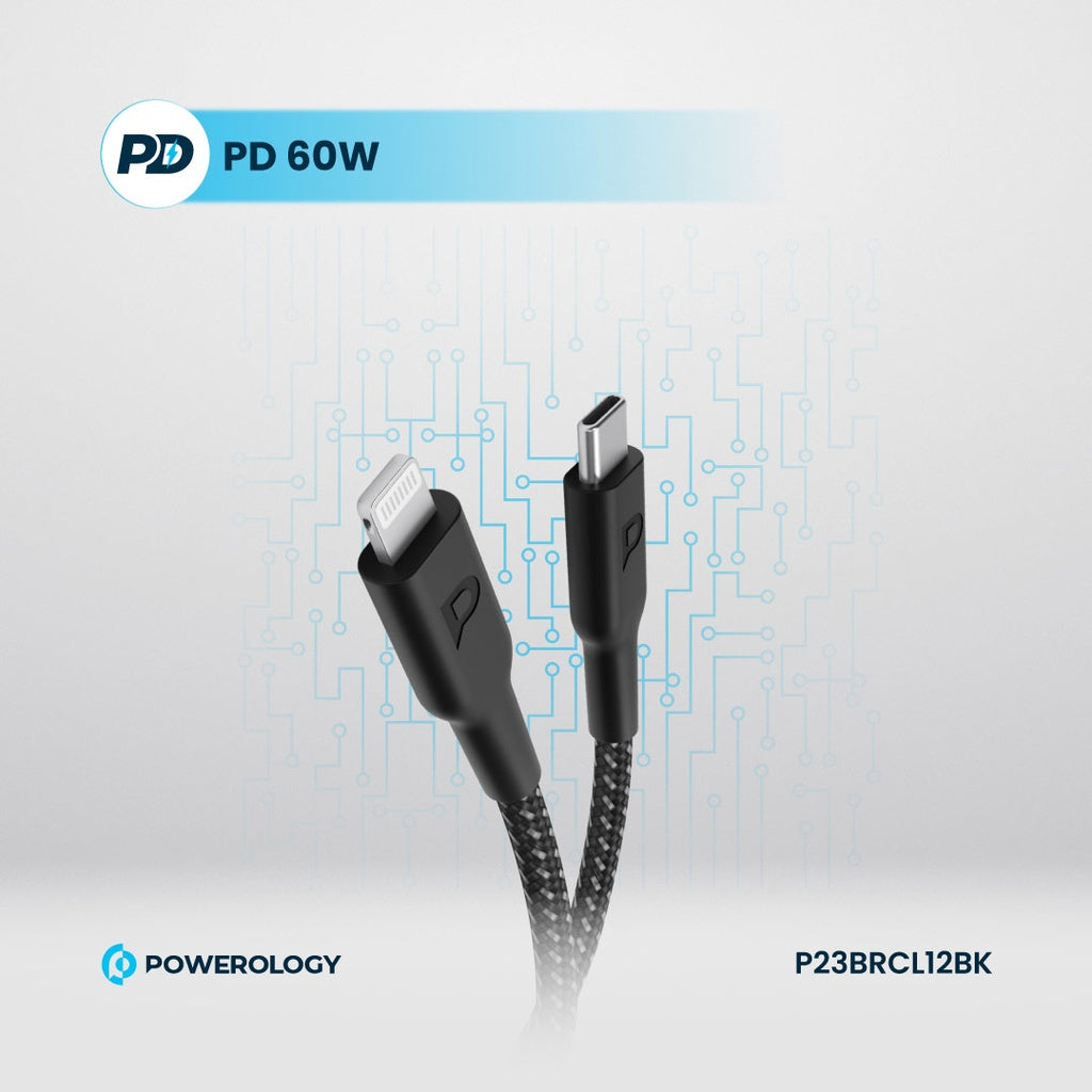 Powerology New Braided Type-C to Lightning Cable 1.2M PD 60W