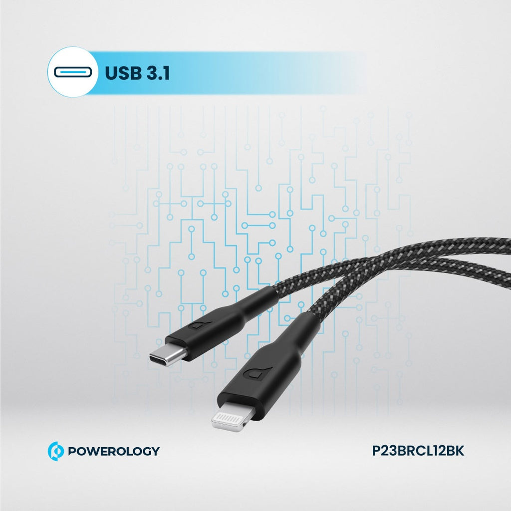 Powerology New Braided Type-C to Lightning Cable 1.2M PD 60W