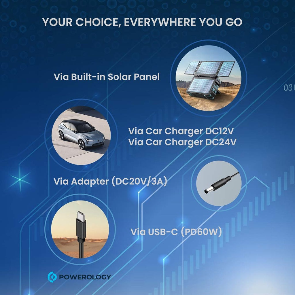 Powerology Portable Solar Power Generator 284Wh 300W QC - Black