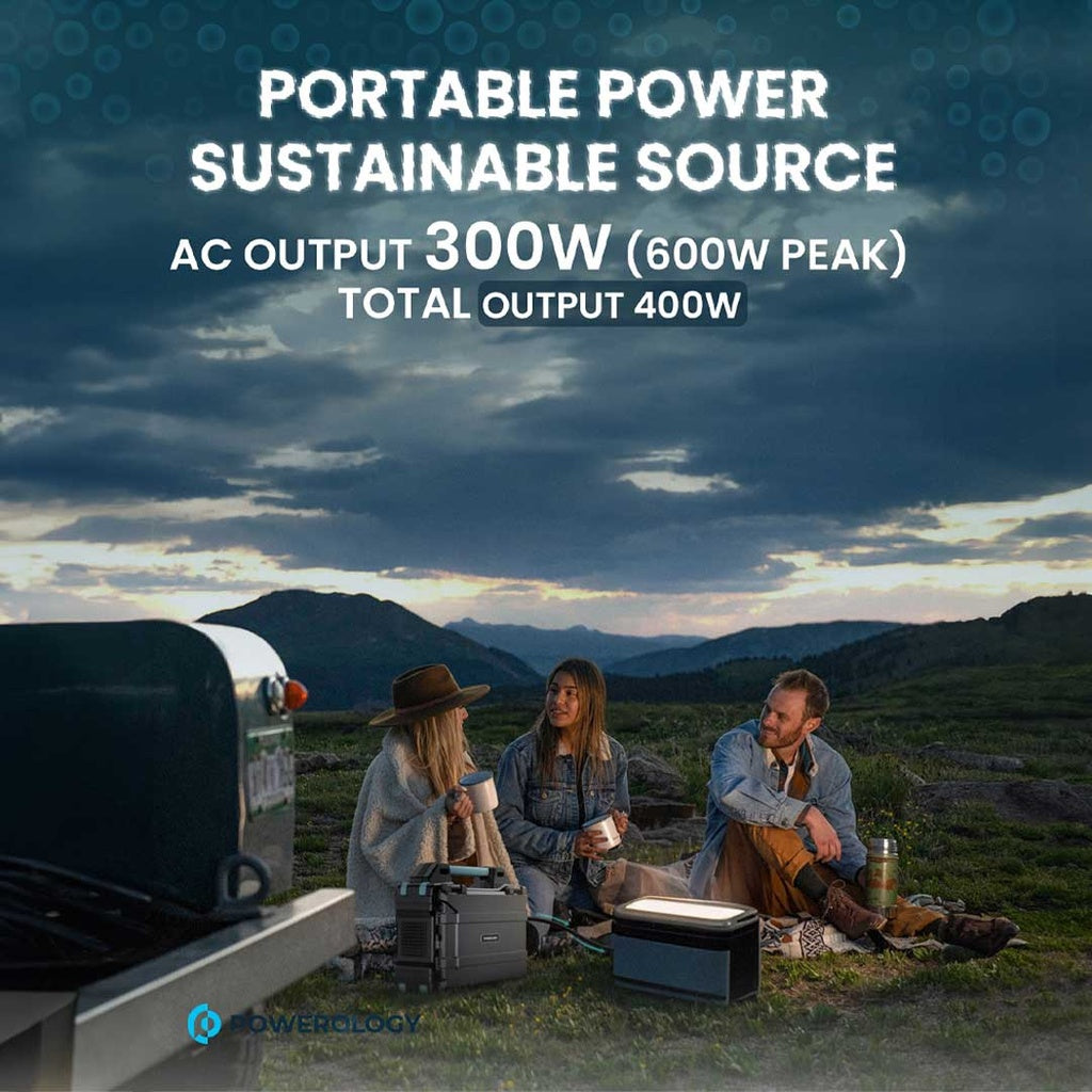 Powerology Portable Solar Power Generator 284Wh 300W QC - Black