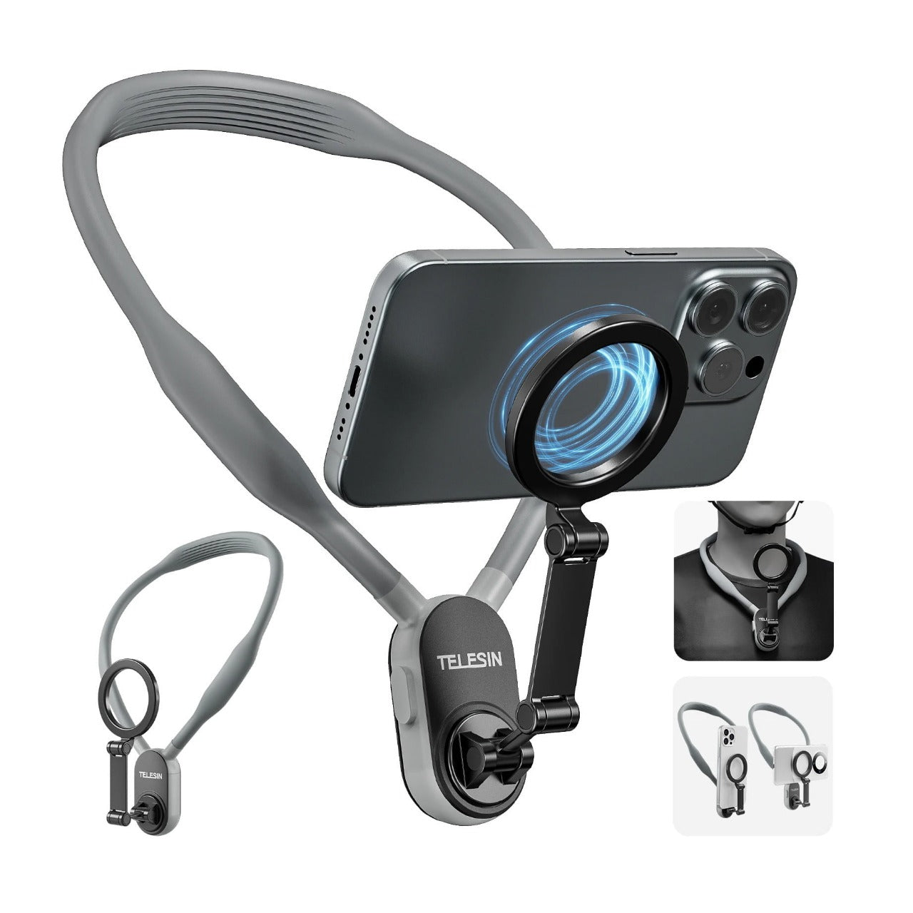 Smart Magnetic Neck Holder - Grey
