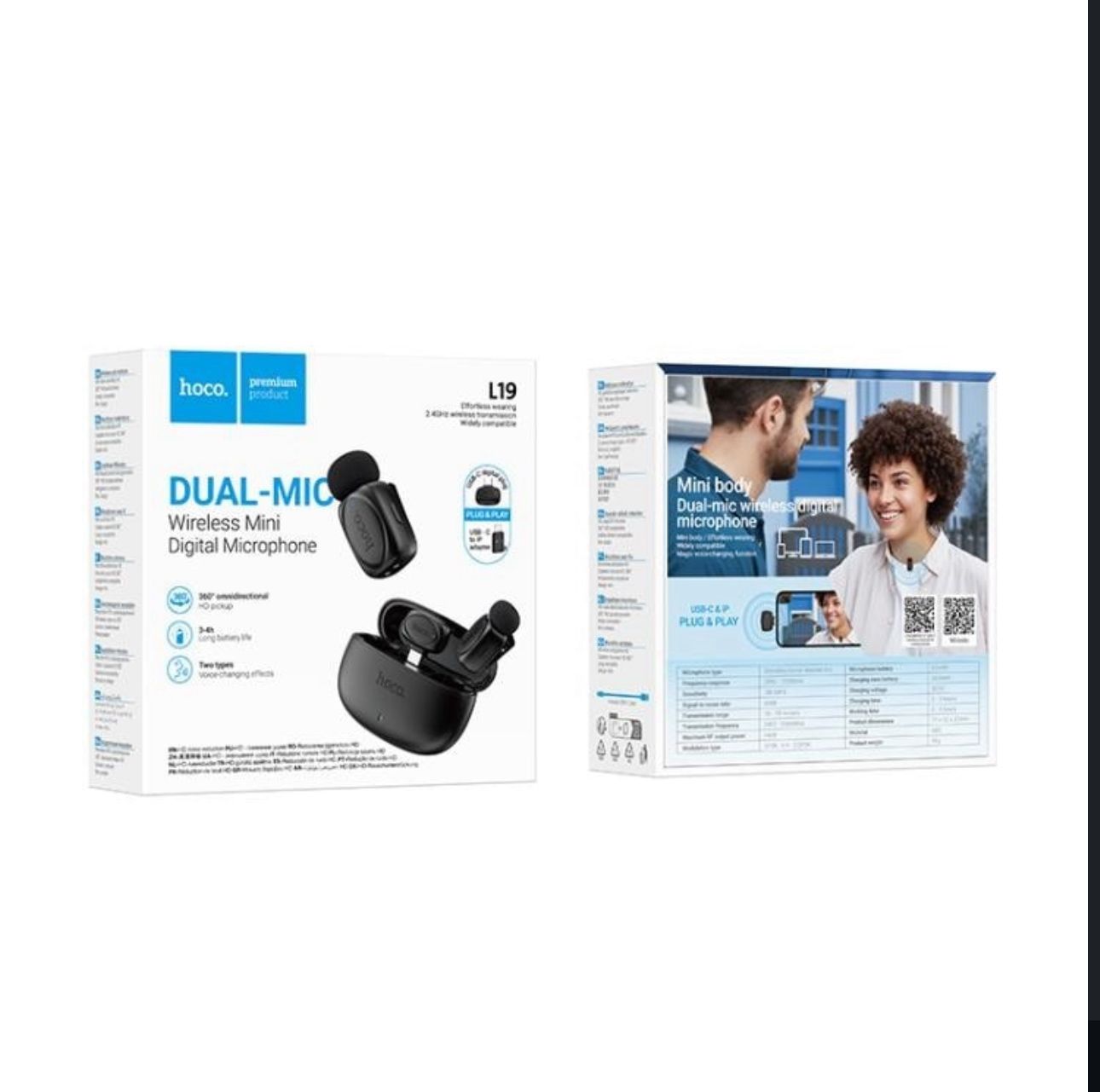 Hoco L19 Graceful Dual Mic Lavalier Wireless Microphone