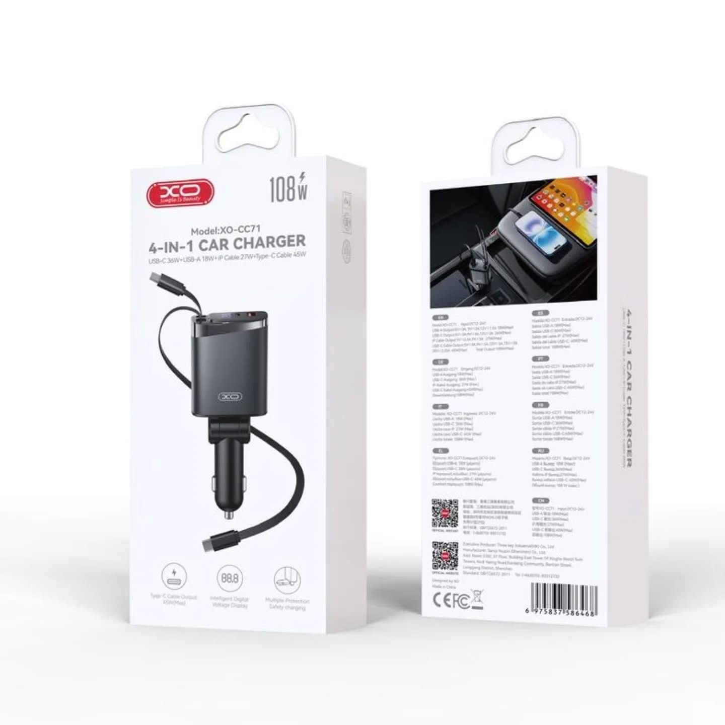 XO  CC71 4 In 1 Car Charger 108W
